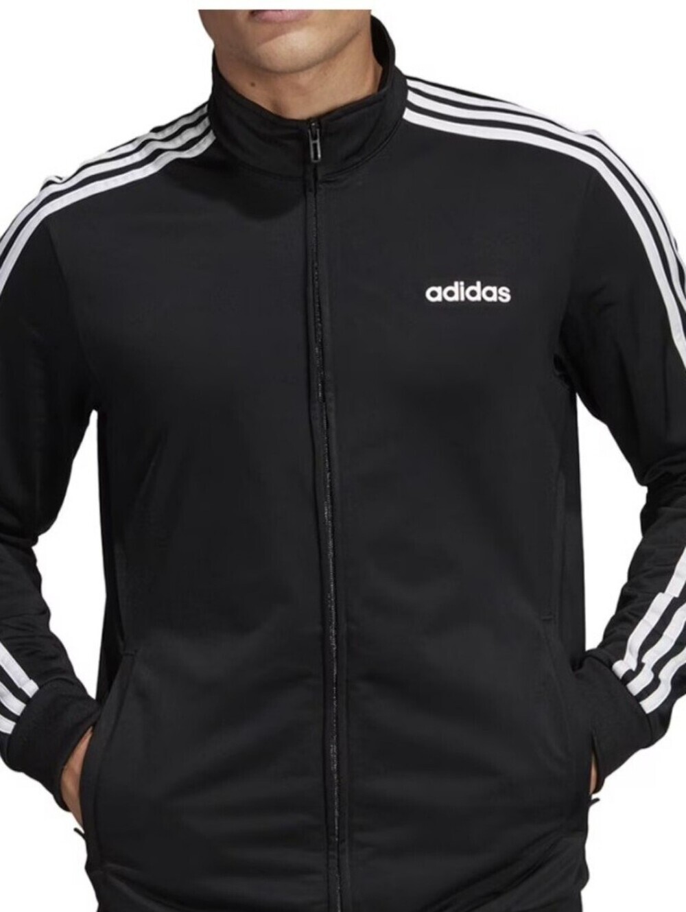 adidas Black Track Jacket with White Stripes
